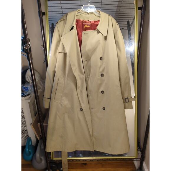Vintage Arnie Men’s Trench Coat 52 Tall – Tan, Belted, Faux Fur Liner - Picture 15 of 15